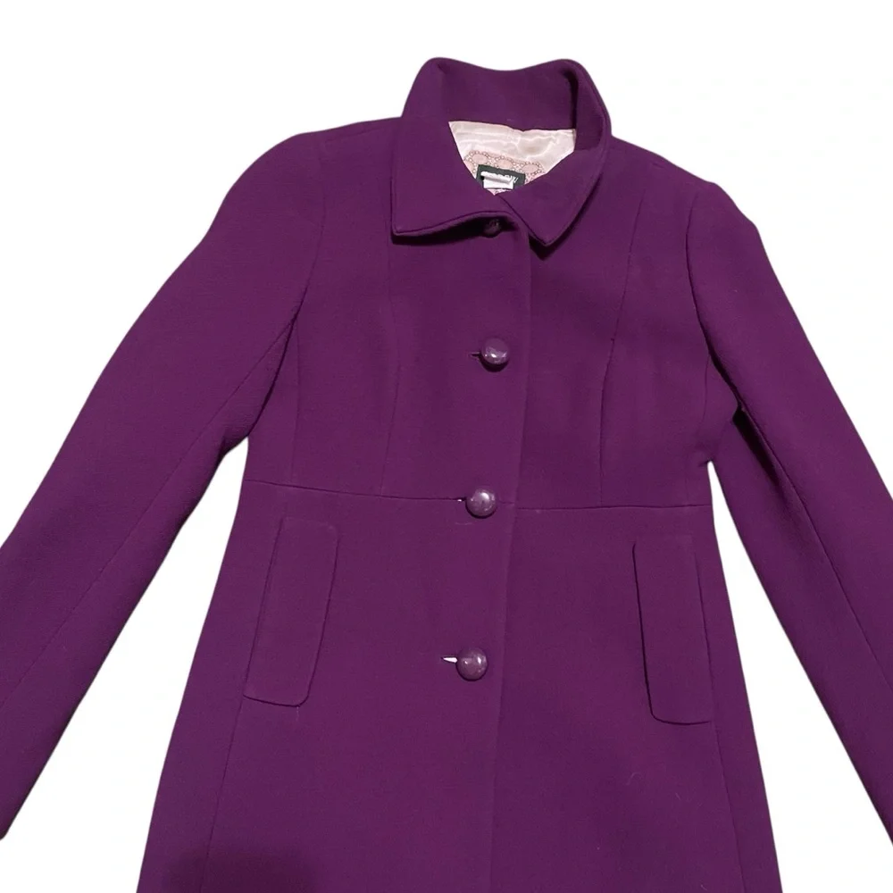 J.Crew Lady Like Purple Wool Overcoat‎ Sz 0 Preppy Office Retro Elegant Feminine - Picture 5 of 11
